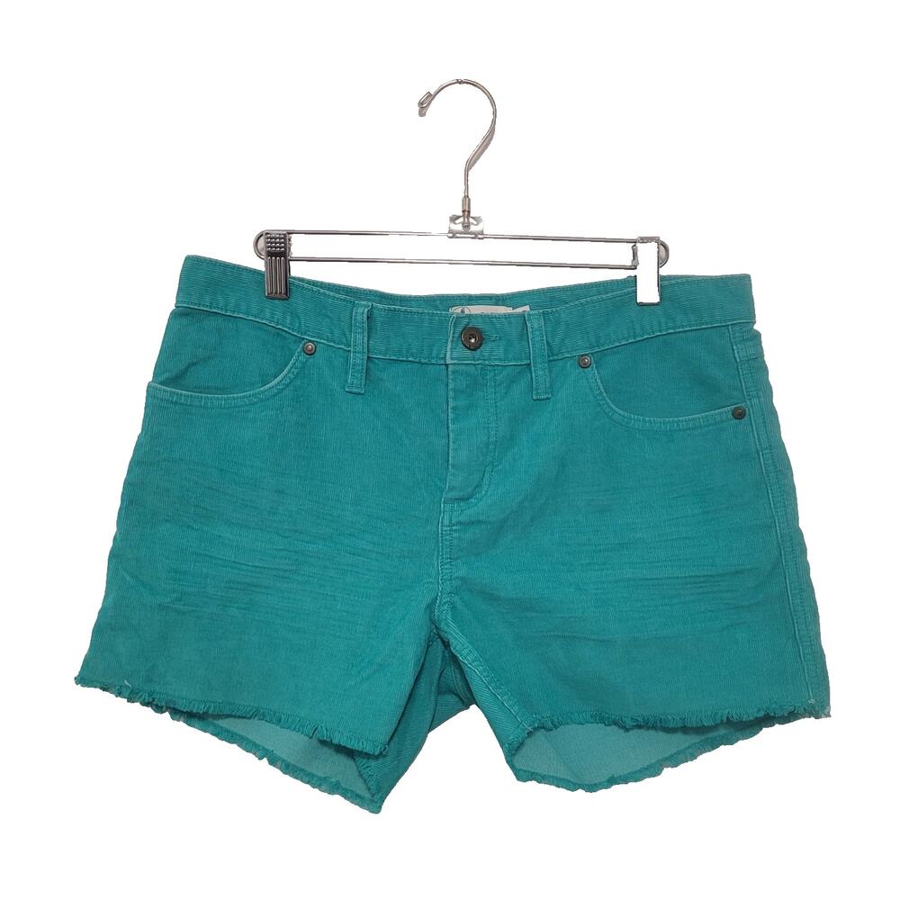 Carve Designs Oahu 4” Corduroy Raw Hem Cut Off Shorts Size 8 Aqua Blue Coastal